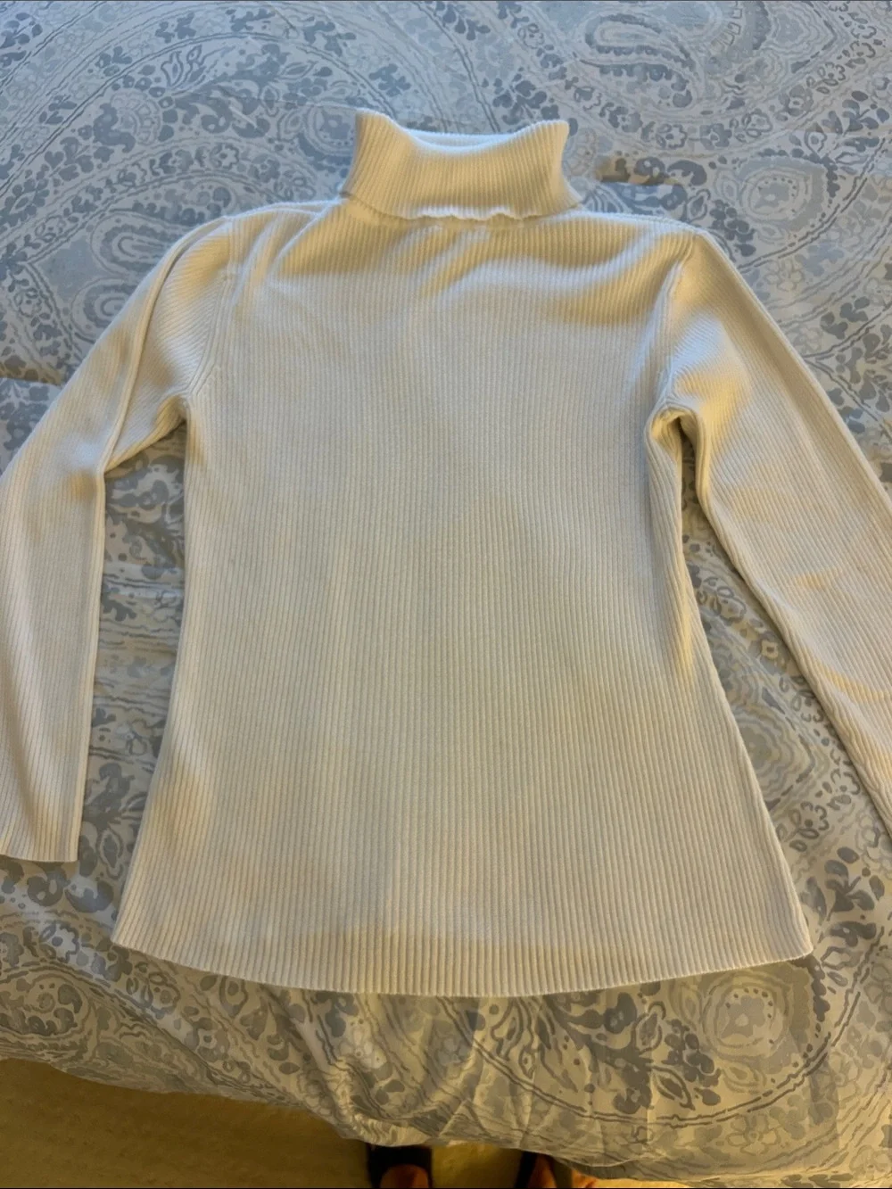 Cream Ribbed Turtleneck Sweater - Classic Women's Cowl & Turtleneck